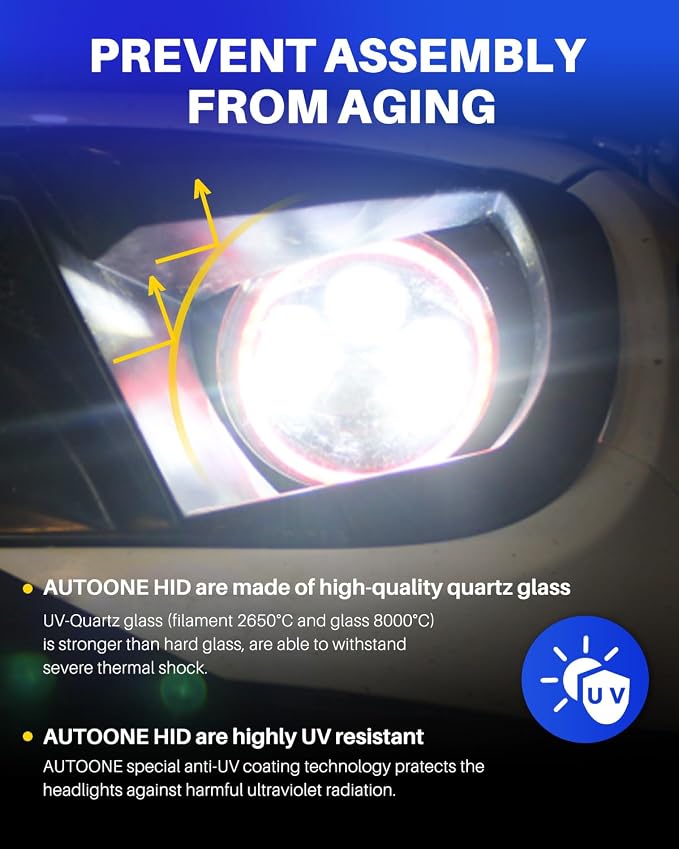 AUTOONE D5S HID Headlight Bulbs, 30000LM 6000K Cool White, 600% Brightness, Lamps Replacement for Cars, Plug and Play (Pack of 2)