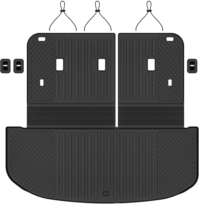 Auxko All Weather Cargo Mat with Backrest Mat Fit for Kia Telluride 2027 Gas/Hybrid TPE Accessoris All Season Guard Odorless Anti-Slip Black