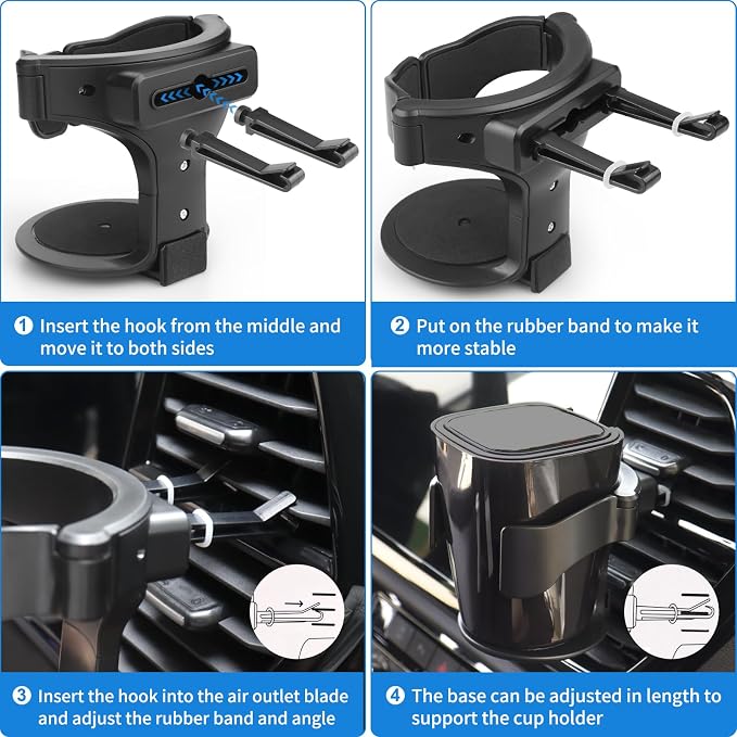 QIIYCCE Cup Holder for Car, Cup Holder Expander for Car Air Vents, Car Ashtray Holder, Suitable for Cars and Trucks with Horizontal Blade Vents (2PCS)