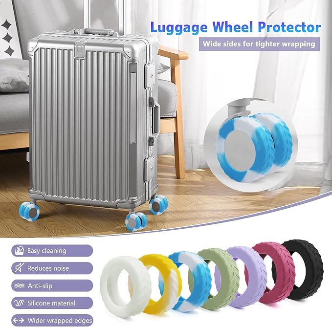 UMUST 16Pcs Luggage Wheel Covers,Silicone Suitcase Cover for 2''-2.4'' Spinner Wheel, Carry On Luggage Wheels Protector,Upgrade Suitcase Protective,Essential Travel Accessory(Gradual Blue)