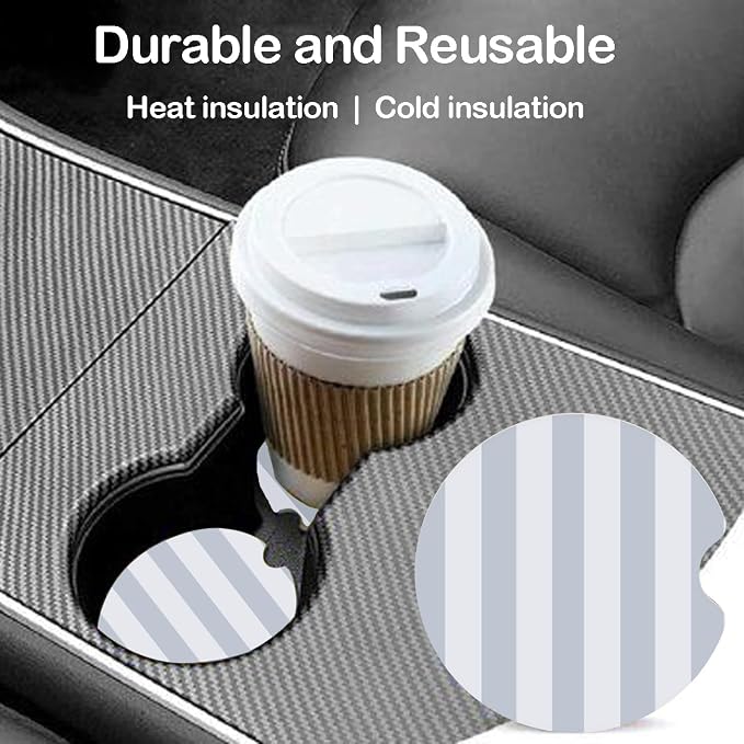 Ceramic Car Coasters – Absorbent Car Cup Holder Coaster Set for Women, Cute Aesthetic Car Accessories for Girls, 2 Pack (Ocean Blue)