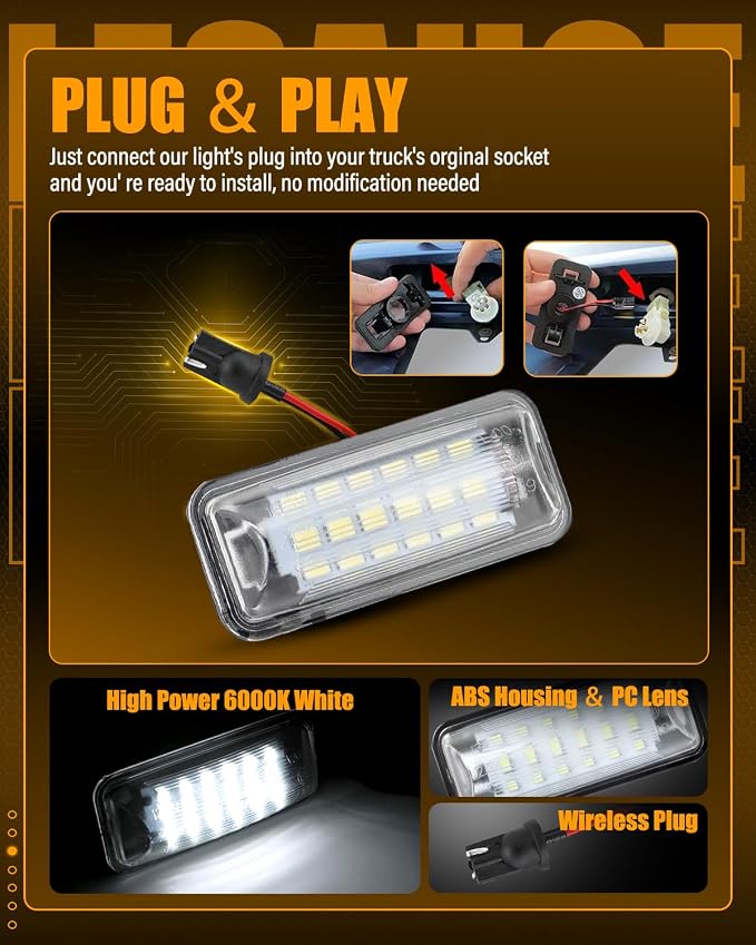 LESAUCE LED License Plate Light For Subaru Impreza WRX STI XV Crosstrek BRZ Legacy Forester Scion FR-S Toyota 86, 6000K White LED Tag Lights, IP68 Waterprooof, 2PCS