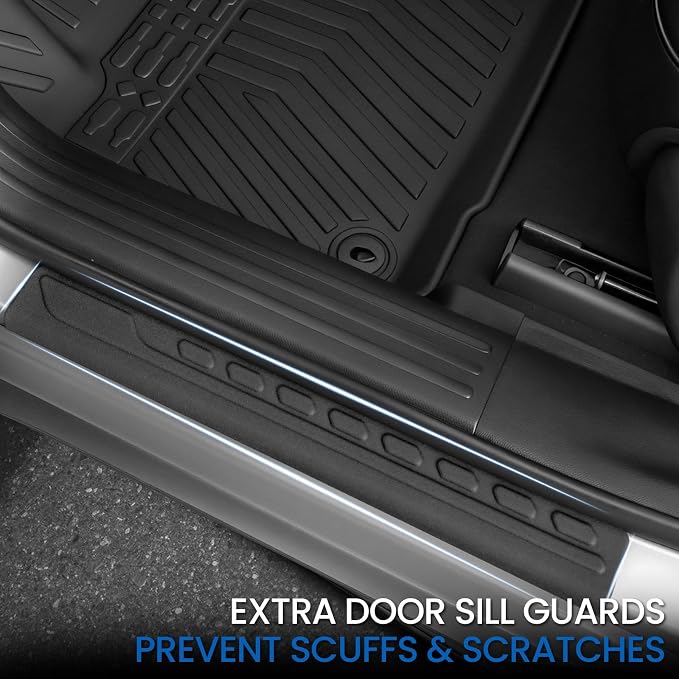 Floor Mats Set for 2019-2023 Jeep Cherokee, All Weather TPE Floor Liners Backrest Mat Trunk Mat Cargo Liner Door Sill Guards Accessories