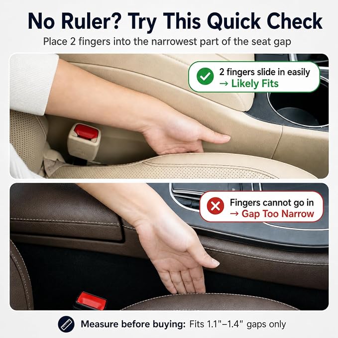 Car Seat Gap Filler 2 Pack, Upgraded 3-in-1 Car Seat Gap Plug Organizer with Storage Slot & Hook, Universal Fit No-Drop Seat Side Gap Seam Filler Between Seat & Console for Car, SUV, Truck