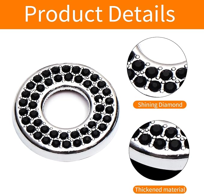 1 Pack 4 Pcs Bling Car Inner Door Lock Covers, Car Bling Accessories For Women Rhinestone, Rhinestones Pull Rod Bolt Decoration Covers Compatible With Mercedes-Benz A,B,C,D,E Class, Gla ,Glc (Black)