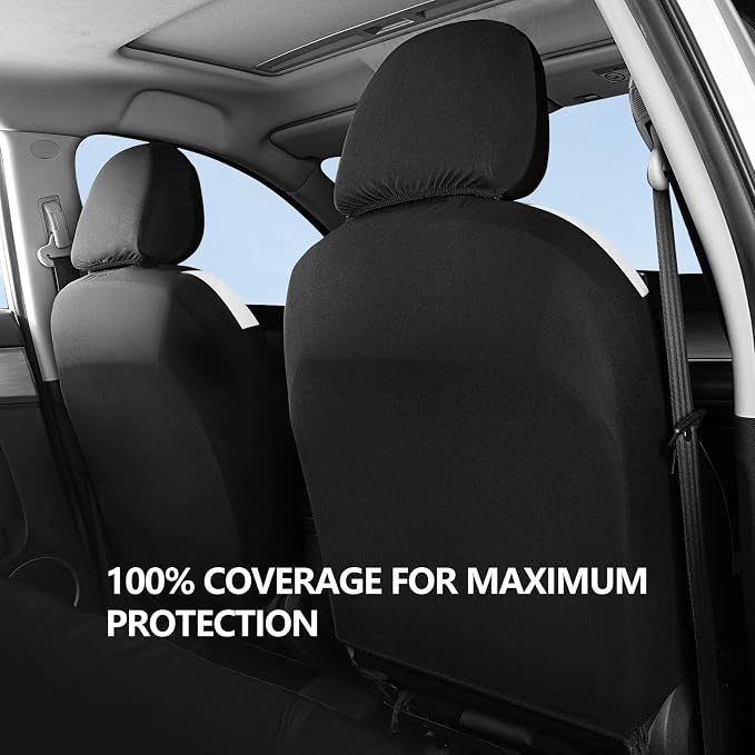 HChengkikz Car Seat Cover, Cloth and Washable (Black + White) | Breathable, Airbag compatible, Easy to Install, Universal Fit for Most Cars, Sedans, Truck, SUVs