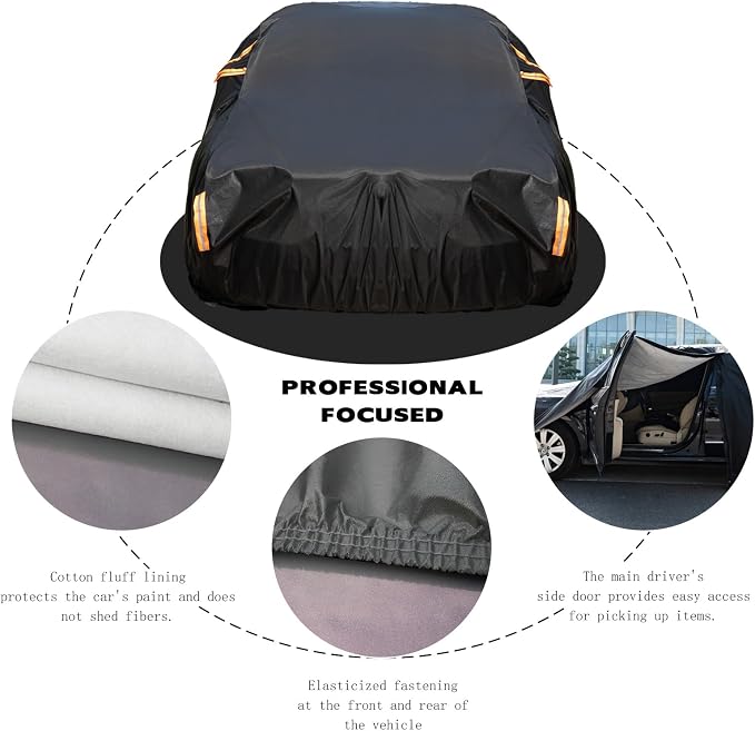 Car Cover Waterproof All Weather,Car Covers for Automobiles with Driver Door Zipper,Outdoor Car Cover Rain,Snow and UV Protection with Waterproof Adhesive Strip, Fit Sedan-Length 187" to192