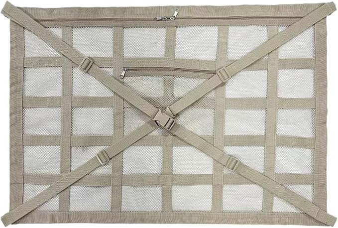 1 Pack Car Ceiling Cargo Net Fit for Subaru Forester 2019-2023, 2024, 2025, 2026 Roof Storage Organizer Heavy Duty Overhead Mesh Bag Polyester Double-Layer Zipper Design,Beige