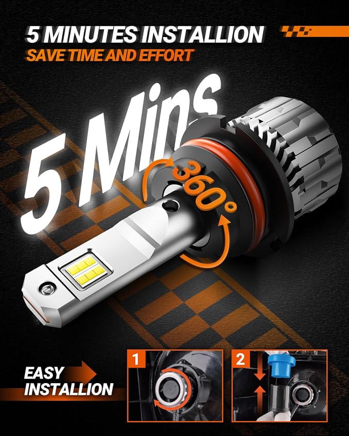 SEALIGHT 𝟗𝟎𝟎𝟕 𝐅𝐨𝐠 𝐋𝐢𝐠𝐡𝐭 𝐁𝐮𝐥𝐛𝐬, 46000LM 900% Brighter 6500K Cool White, 1:1 Mini Size HB5/9007 Bulbs, Non-Polarity,𝐏𝐥𝐮𝐠-𝐍-𝐏𝐥?𝐲, Pack of 4