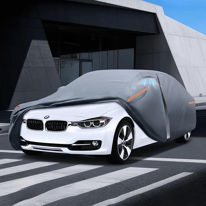 Waterproof BMW 3 Series M3 320i 325i 328i 330i 335i(2018-2026) Car Cover with Breathable Vents, [Upgrade] Premium Covers with Cotton Liner and Zipper Door,Sun Rain Snow Dust Uv Protection.