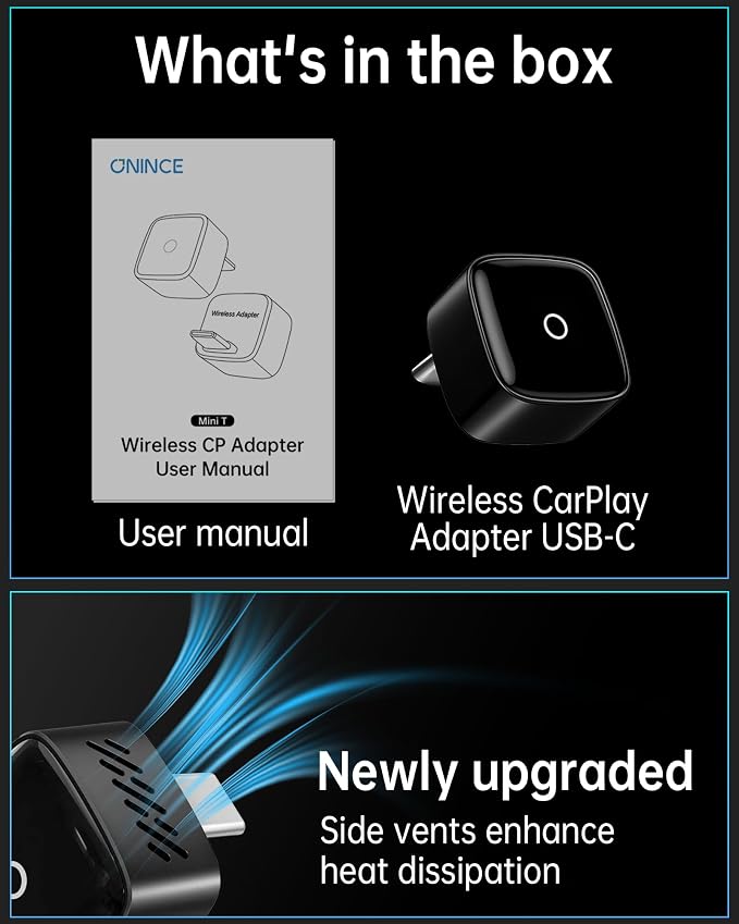 Wireless carplay Adapter USB c, Convert Factory Wired CarPlay/Android auto to Wireless, Designed for USB-C Port Cars, Stable Connection