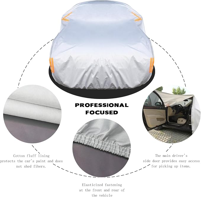 Car Cover Waterproof All Weather fit for Tesla Model 3,Heavy Duty Outdoor Cover with Driver Side Zipper & 3 Windproof Straps – Sun,Rain,Snow,Frost,Dust Resistant