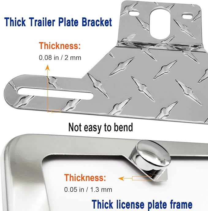 Aootf Trailer License Plate Bracket, Aluminum Holder & Chrome Frame | Aluminum Truck/RVs/Boats Holder, Stainless Steel Frame, with Screw Caps