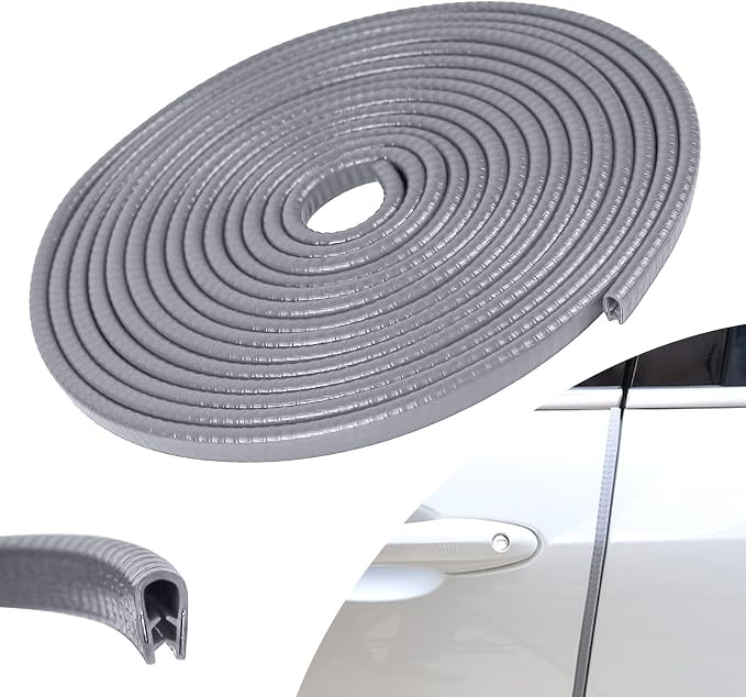 Wuyaoyao 13.1Ft (4M) Car Door Edge Guards, Rubber U Shape Automotive Door Entry Guard Protector Strip, No Glue Required, Universal Vehicle Doors Edge Trim, Exterior Car Accessories (Gray, 13.1FT)