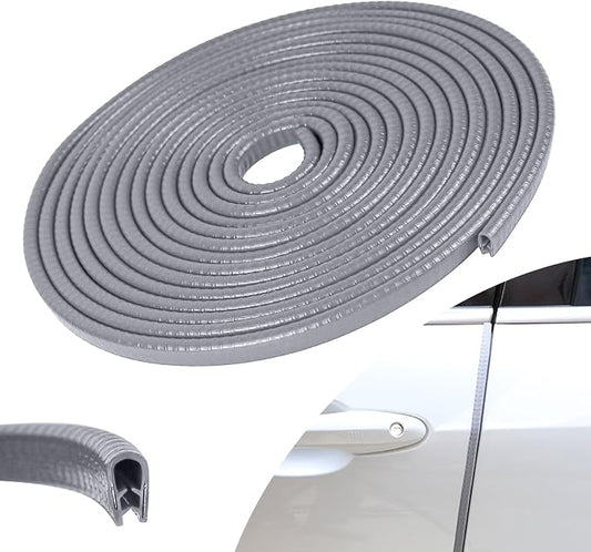 Wuyaoyao 16.4Ft (5M) Car Door Edge Guards, Rubber U Shape Automotive Door Entry Guard Protector Strip, No Glue Required, Universal Vehicle Doors Edge Trim, Exterior Car Accessories (Gray, 16.4FT)