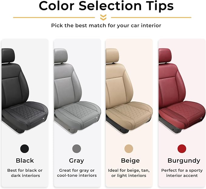 Black Panther 1 Pair Front Bottom Seat Covers Luxury Faux Leather Car Seat Protectors, Anti-Slip and Wrap Around The Bottom, Fit 95% of Vehicles - Light Gray