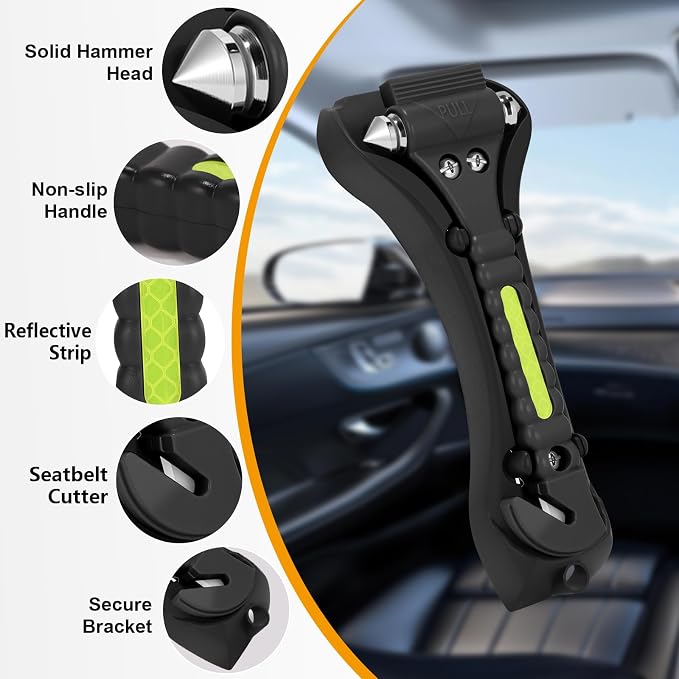 Window Breaker, 2-in-1 Emergency Escape Tool with Seatbelt Cutter, Car Safety Hammer for Family Rescue and Traffic Accident Emergency Escape