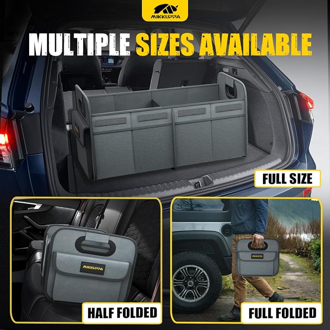 MIKKUPPA Car Trunk Organizer - 70L Collapsible Trunk Organizer with Reinforced Handles for Groceries, Car Storage Organizers for SUV Auto Truck Van with Non Slip Bottom (Gray)