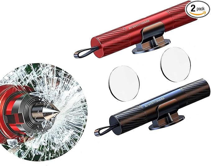2 Pack Upgraded Safe Hammer,Underwater Glass Breaker,Emergency Window Breaker & Seatbelt Cutter,Car Window Breaker Tool,Glass Breaker and Seatbelt Cutter for Cars