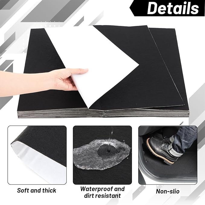 WILLBOND 20 Pcs Self Adhesive Disposable Car Floor Mats, 15.7"x19.6" Felt Auto Floor Protectors for Car Detailing & Wash, Mechanics, Rentals, Work Boots, Sand, Dust and Dirt Protection