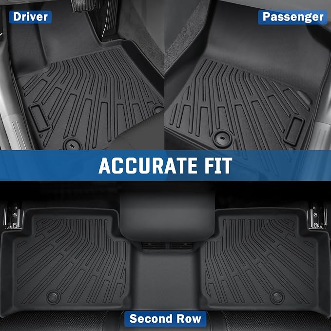 KUST Floor Mats for 2020-2025 Hyundai Palisade Accessories (7 Seater), All Weather Floor Liners & Rear Trunk Liner with Backrest Mat Car Mats TPE Rubber Raised Edge