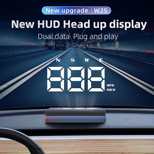 Heads up Display for Cars,Speedometer for Car W2S(White),Digital Speedometer for Car with Overspeed Alarm,Automatic Brightness Adjustment,LED Large Font,Plug and Play,Speedometer Suitable for All Cars