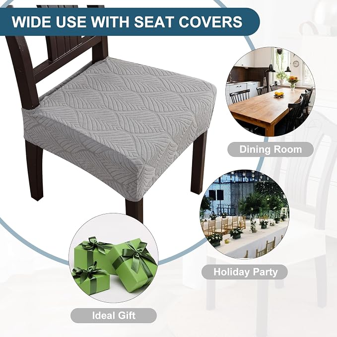 Waterproof Stretch Seat Covers,Dining Room Chair for 6 Set Removable Washable Chair Slipcover Protectors,Rear Covers,Light Grey