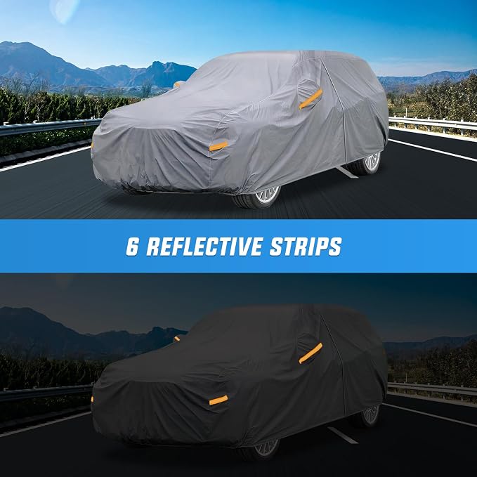Nilight Car Cover Waterproof All Weather fo SUV, Heavy Duty Outdoor Full Cover Rain Sun UV Protection with Zipper Cotton, Extra Thick Car Covers,Universal Fit for SUV Jeep-Length (191" to 200")