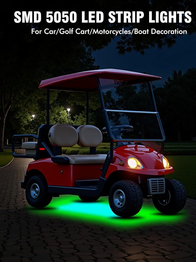 Car Led Light Strip IP67 Waterproof Flexible 11inch 8Pcs - Green | 12V Footwell & Underglow Lights, Interior & Exterior Decoration, Fits SUVs, Trucks, Motorcycles, Boats, Golf Carts