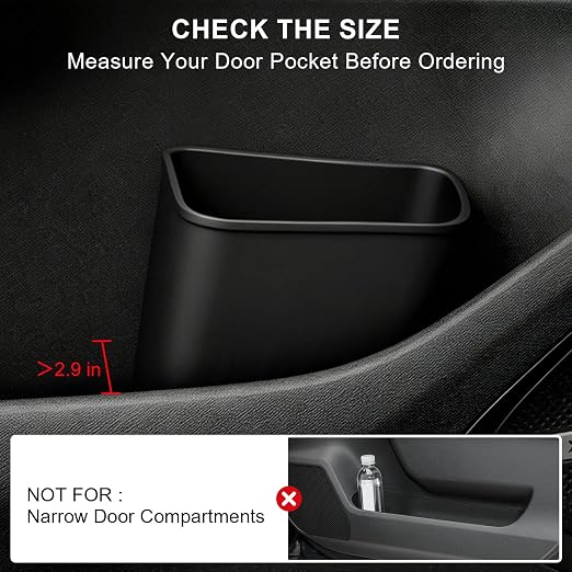 CARFIB 2 Pack Mini Car Trash Can, Car Door Trash Can for Wide Door Pockets, Open-Top Trash Bin, Waterproof TPE Organizer, Black