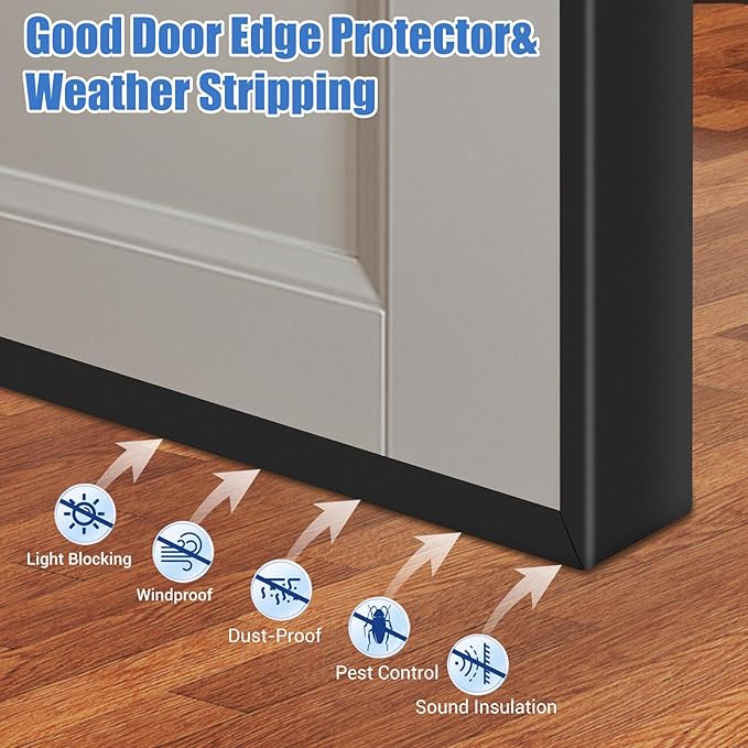 Rubber Edge Trim, Self-Adhesive U Shaped Edge Protector for Plywood, Cabinet, 2-1/4" Wood Edge Banding, Flexible Furniture Repair, EPDM Material, Fit 2-1/4"(57mm), Length 20Ft, Black