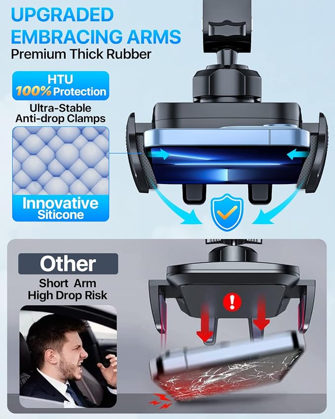 【Upgraded Strongest Suction & Pro Military-Grade】Ultimate Car Phone Mount【360°Rotatable Suction】Cell Phone Holders Truck Stand for Dashboard Windshield Vent for iPhone 17 Pro Max 16 Samsung,Dark Blue