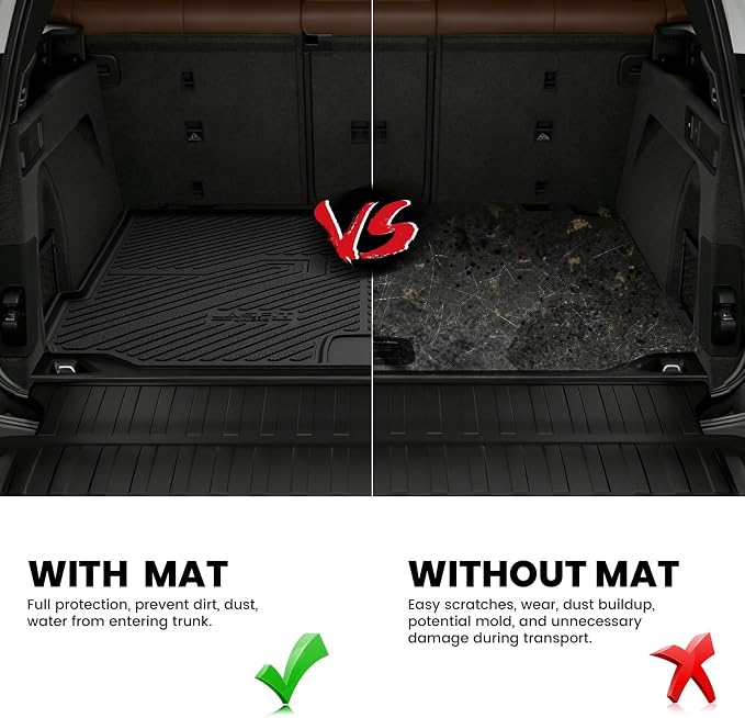 LASFIT Trunk Mat for BMW X5 2014 2015 2016 2017 2018, All Weather TPE Cargo Mats Custom Fit Cargo Liner Front & Rear Trunk Liner, Black