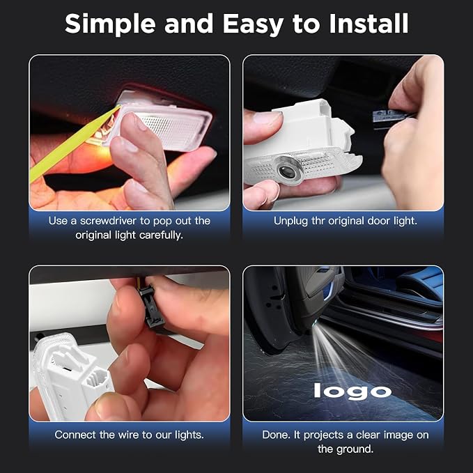 Car Door Lights Logo Projector - [4 Pack] 4K HD Puddle Lights for Q50/Q60/Q70/QX50/QX55/QX60/QX70/FX37/FX50/QX80/QX56/G35/G37/EX35/EX37