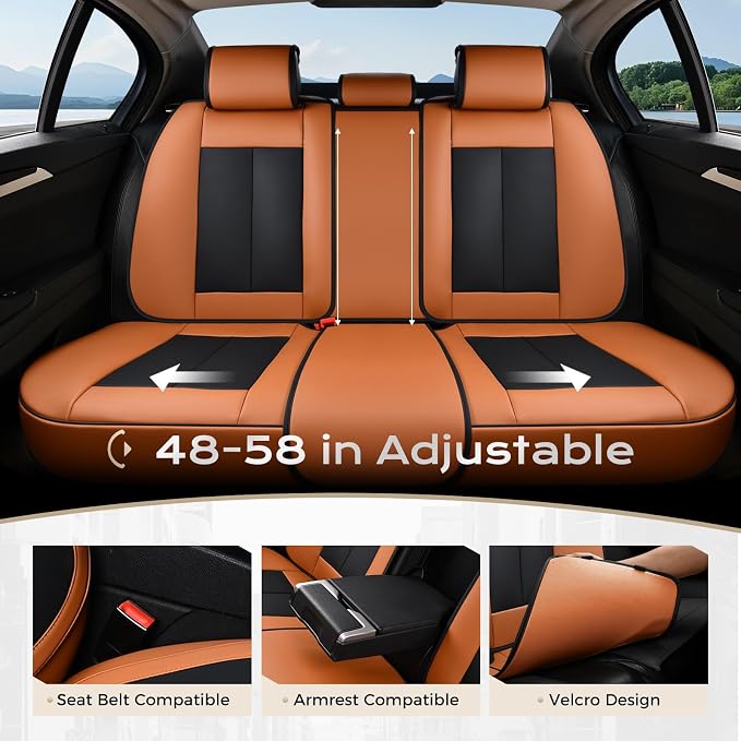 Coverado Car Seat Covers, Seat Covers for Cars, Waterproof Leather Auto Seat Protectors, Leather Car Seat Cushion, Car Interiors Accessories Universal Fit for Most Cars