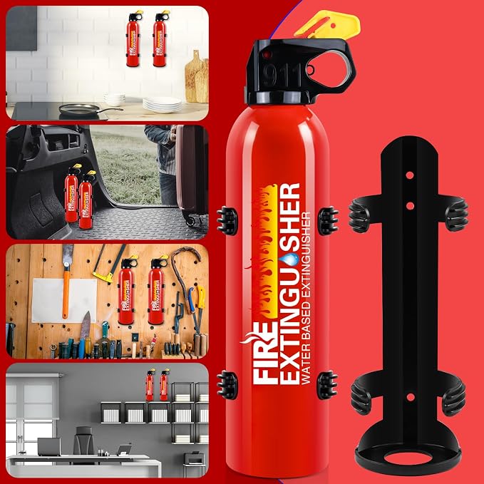 Fire Extinguisher for Home with Wall Mount - 4 Pack Upgraded 8-in-1 Portable Fire Extinguisher for Car Vehicle Boat House Kitchen, Water-Based Fire Extinguisher for A, B, C, K Fire