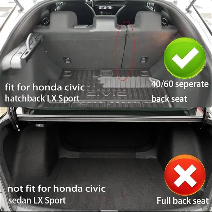 AOMSAZTO Seat Covers for Honda Civic Hatchback 2022-2024 Full Set Black | Custom Fit Sport LX & Hatchback Hybrid Sport Seat Covers, Water Resistant Faux Leather, Pet friendly, Anti-scratch