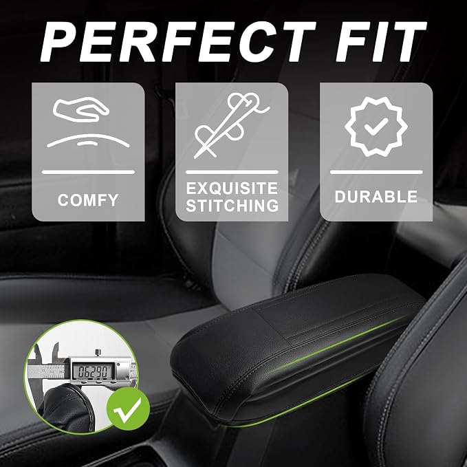 Muslogy Center Console Armrest Cover Fit for Toyota RAV4 2013-2018 Accessories, Comfort Armrest Pad Console Lid Cushion Vegan Leather 1-Inch Extra Thick