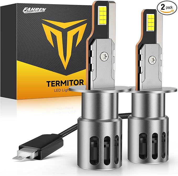 Termitor Latest H1 Bulbs, 80,000LM Brightness High Beam, Pack of 2 | 85000+ Hours Long Service Life, 6500K Cool White, Real 1:1 Halogen Size H1 Exterior Fog Light Bulbs, 3 Mins Plug N Play