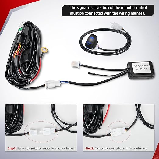 Nilight Remote Wiring Harness for LED Light Bar Wireless Strobe Flash Work Driving Lights 12V 20A 14AWG Controller 5PIN Switch Waterproof Power Relay Blade Fuse-1 Lead