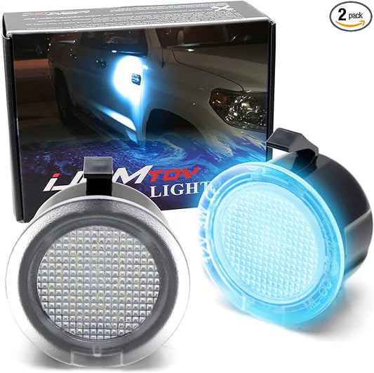 iJDMTOY Aqua Ice Blue 18-SMD Full LED Under Side Mirror Puddle Lights Compatible with Toyota 2007-2021 Tundra Sequoia