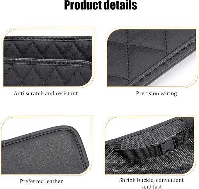 Car Seat Back Organizer, Leather Multipurpose Automotive Hanging Storage Bag Pockets, Vehicle Interior Backseat Trash Bag Can Organizer Accessories, Universal for Most Cars (Pink)