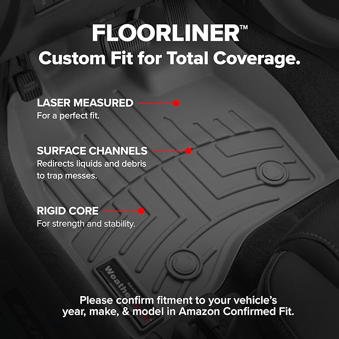 WeatherTech Custom Fit FloorLiners for GMC Sierra 1500 Limited, Silverado 2500HD/3500HD, Silverado 1500-1st & 2nd Row (471436-1-2), Cocoa