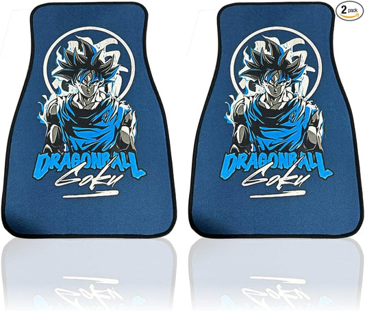 Anime Car Carpet Mat Set of 2 Front, Blue GukooDZB Design Automotive Accessories Interior All Weather Floor Mats Decor with Non Slip Black Anti Skid Backing