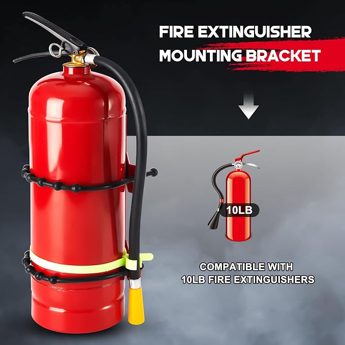 RattanView 4 Pcs Fire Extinguisher Mount Bracket Adjustable, Supports up to 10 lb, Heavy-Duty and Easy Installation, Ideal for Home, Truck, RV, Boat, Commercial Use, Secure and Durable Holder