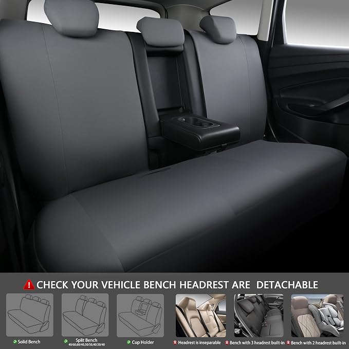 CAR PASS Line Rider Sporty Cloth Universal Fit Car Seat Cover -100% Breathable with 5mm Composite Sponge Inside,Airbag Compatible,3zipper Bench(Full Set, Space Gray)