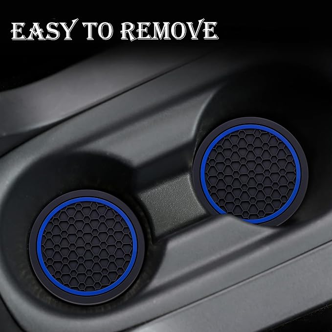 2-Piece Anti-Slip Car Cup Coaster Set – 2.75 Inch Auto Insert Drink Mats, Perfect for Coffee & Beverages – Stylish Interior Decor for Women & Girls (Black & Blue)