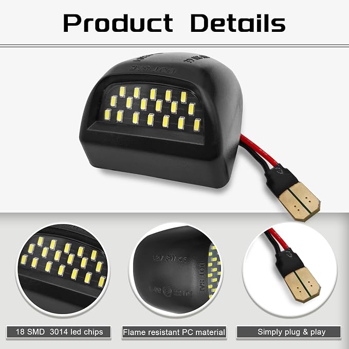 2PCS LED License Plate Light Tag Lamp, Compatible with Chevy Silverado 1500 2500 3500 Escalade Suburban GMC Tahoe Sierra Yukon XL