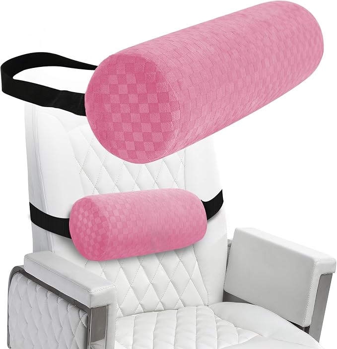 Coeyese Lumbar Roll Pillow for Lower Back Support, Pink, Short-11 * 4.3'' | Removable Pillowcase, Upgraded Adjustable Strap, Suitable for Office, Chair, Car, Seat Pain Relief & Improving Posture