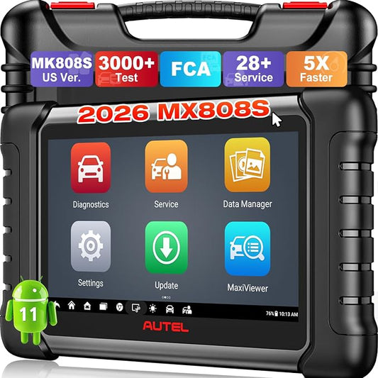 Autel Scanner MaxiCheck MX808S, 2026 Bidirectional OBD2 Scan Tool US Ver. of MaxiCOM MK808S MK808Z, 3000+ Active Test 11OS as MK900 MK900BT MX900, 28+ Service for 200+ Brands, OE All Diagnostic, FCA